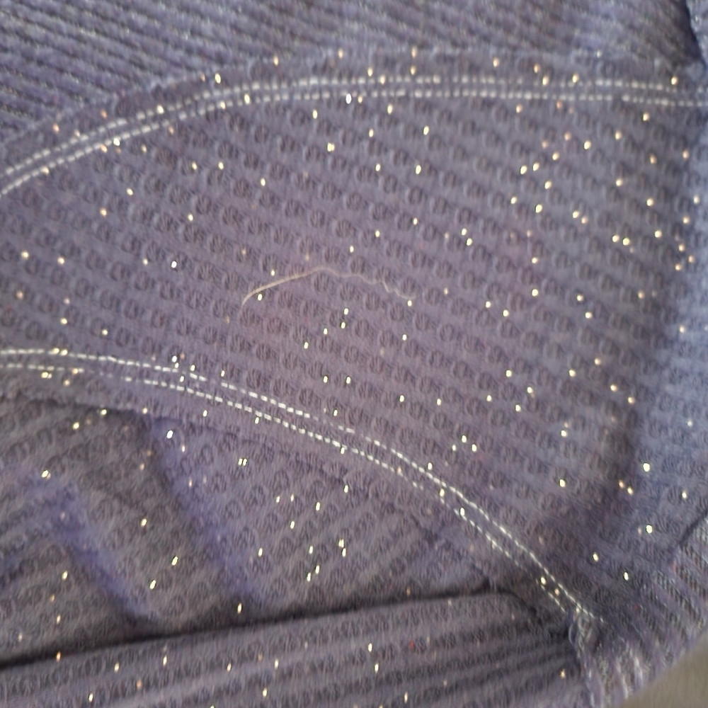 Navy Blue Ribbed Sweater with Sparkle and Coordinating  Flannel